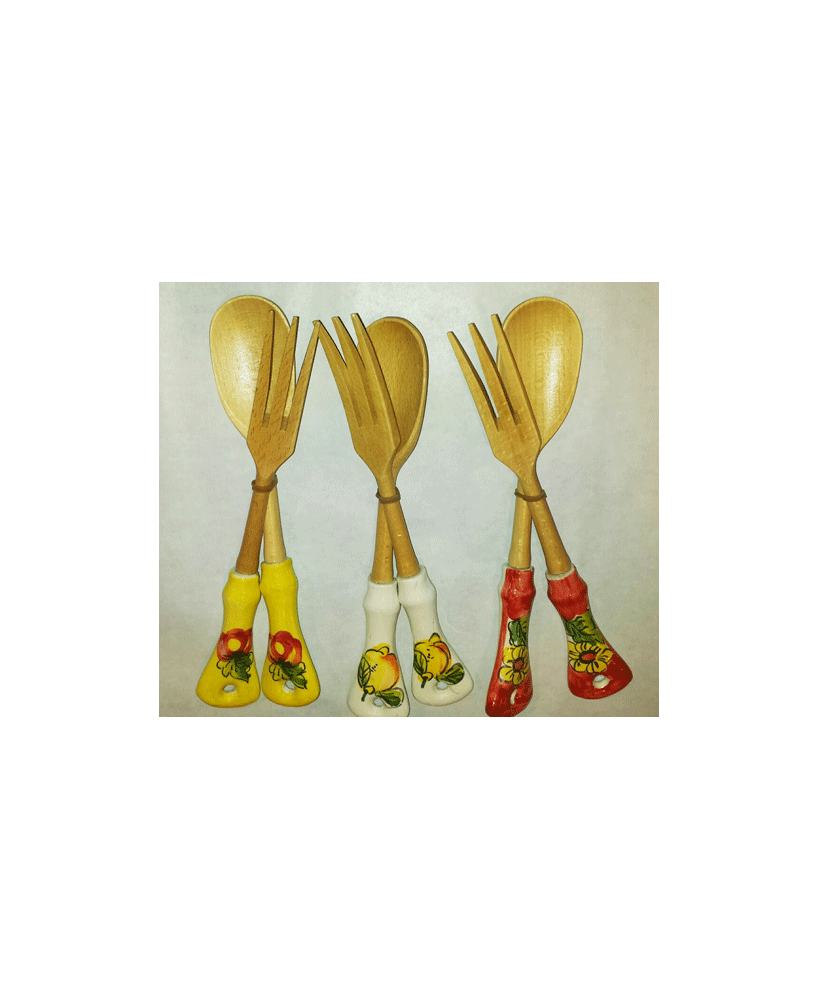 coppia mestoli con manico di legno 