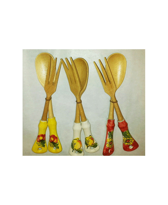 coppia mestoli con manico di legno 