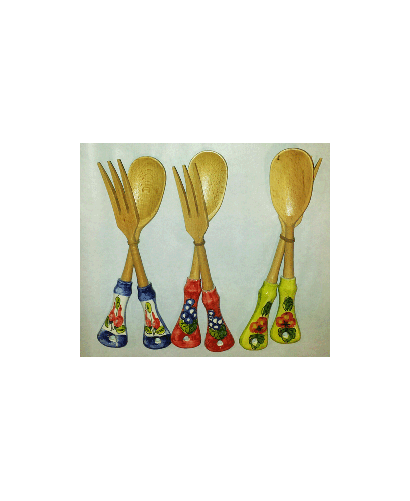 coppia mestoli con manico di legno 