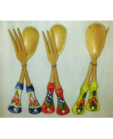 coppia mestoli con manico di legno 