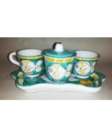 Coffee service with two cups and sugar bowl