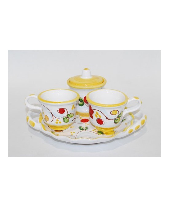 Coffee service with two cups and sugar bowl