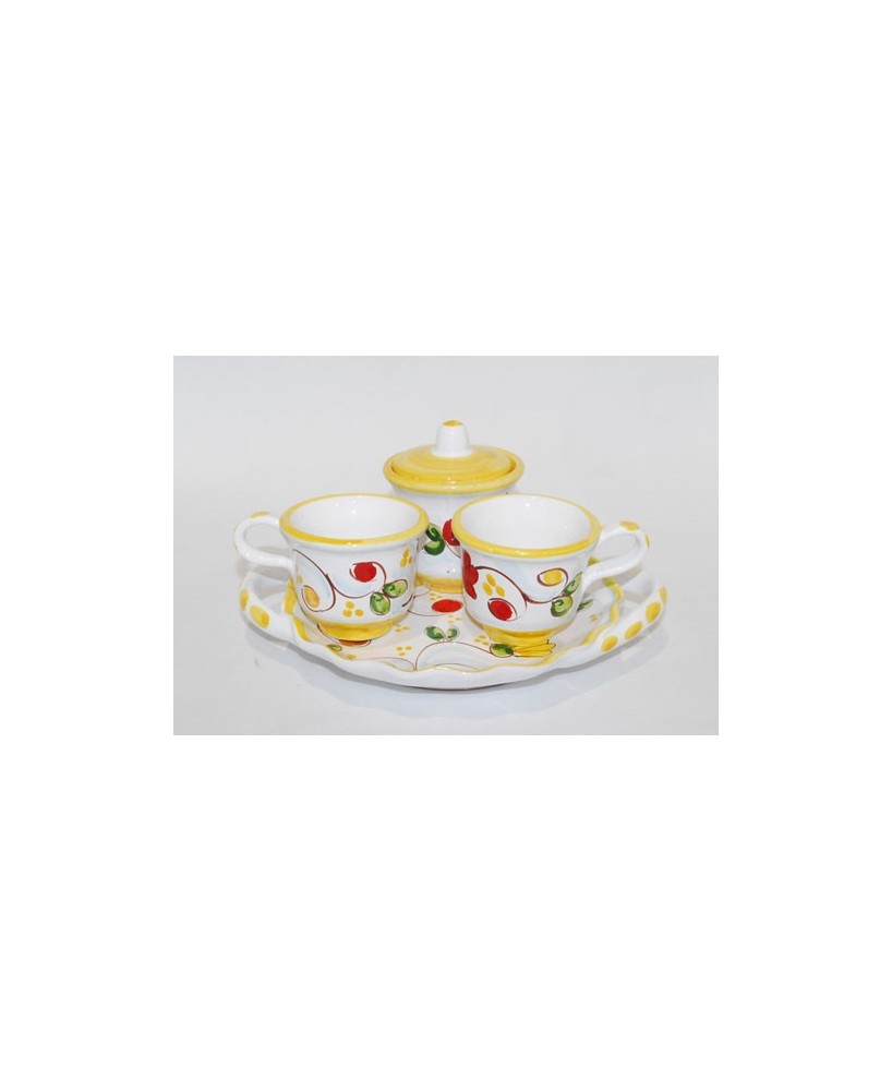 Coffee service with two cups and sugar bowl