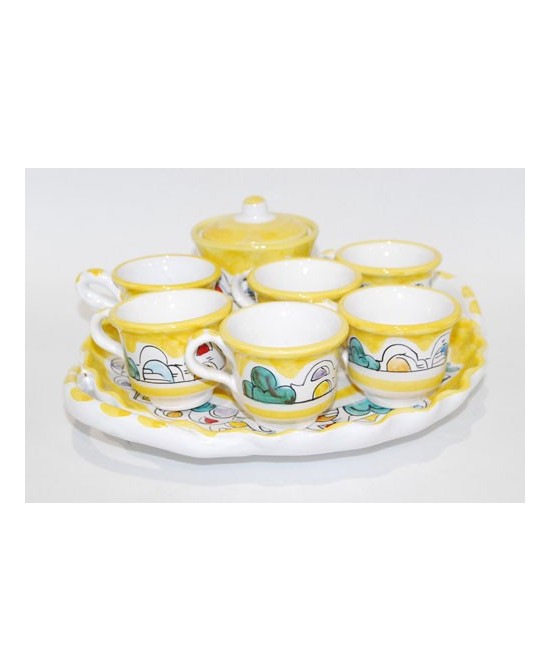 Coffee service with six cups and sugar bowl