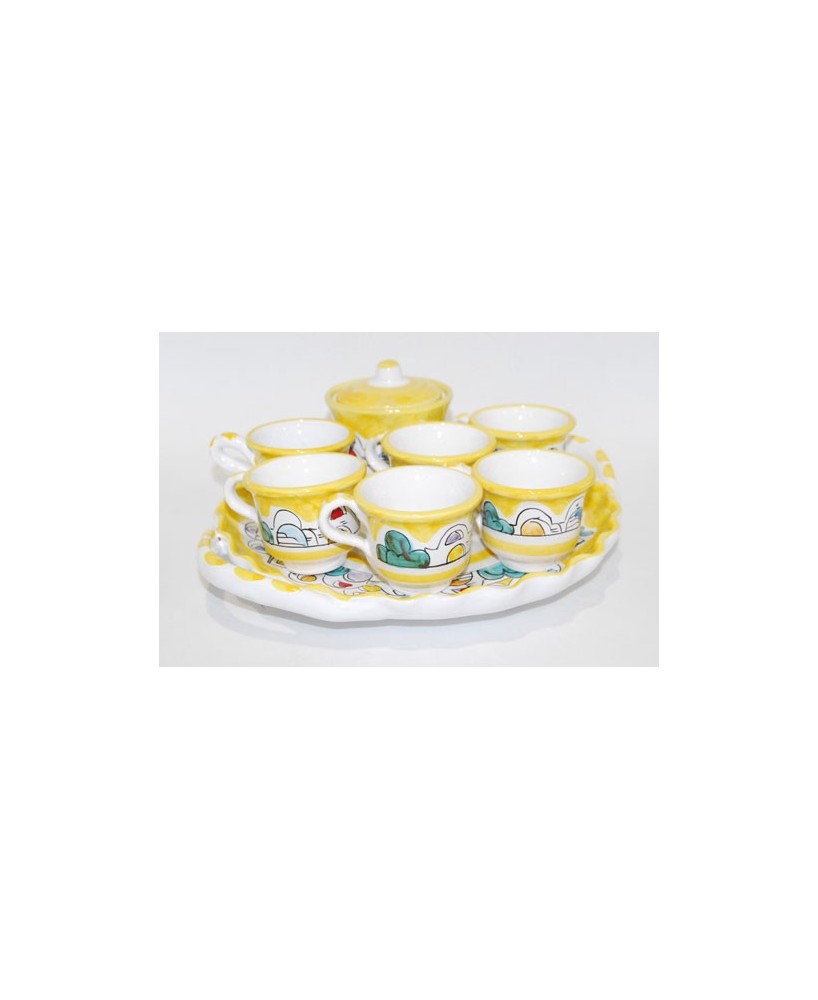 Coffee service with six cups and sugar bowl