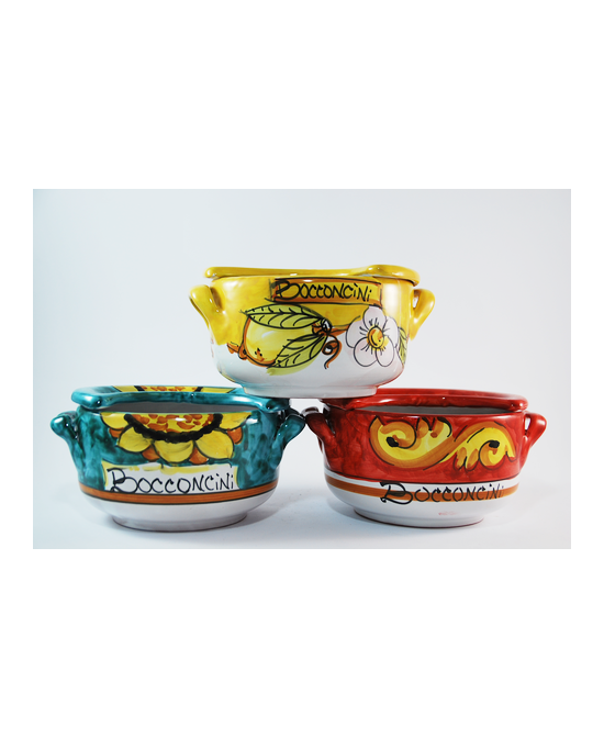 Pan-shaped container for mozzarella morsels