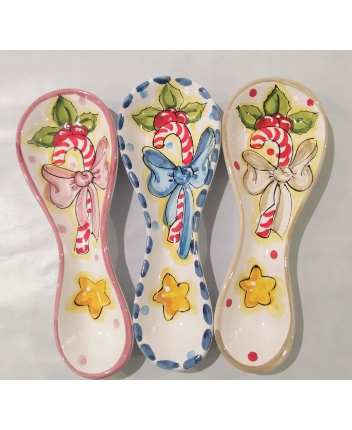 poggia mestolo in ceramica di vietri decoro natalizio
