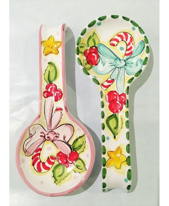 poggia mestolo in ceramica di vietri decoro natalizio