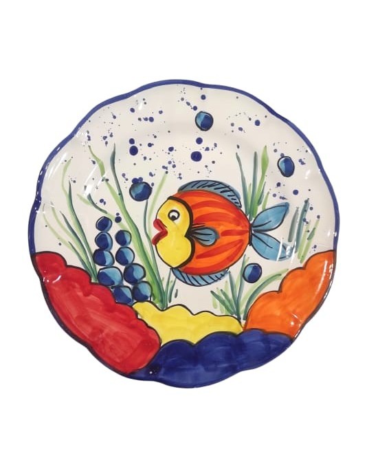 plates decorated with colored sea bottom