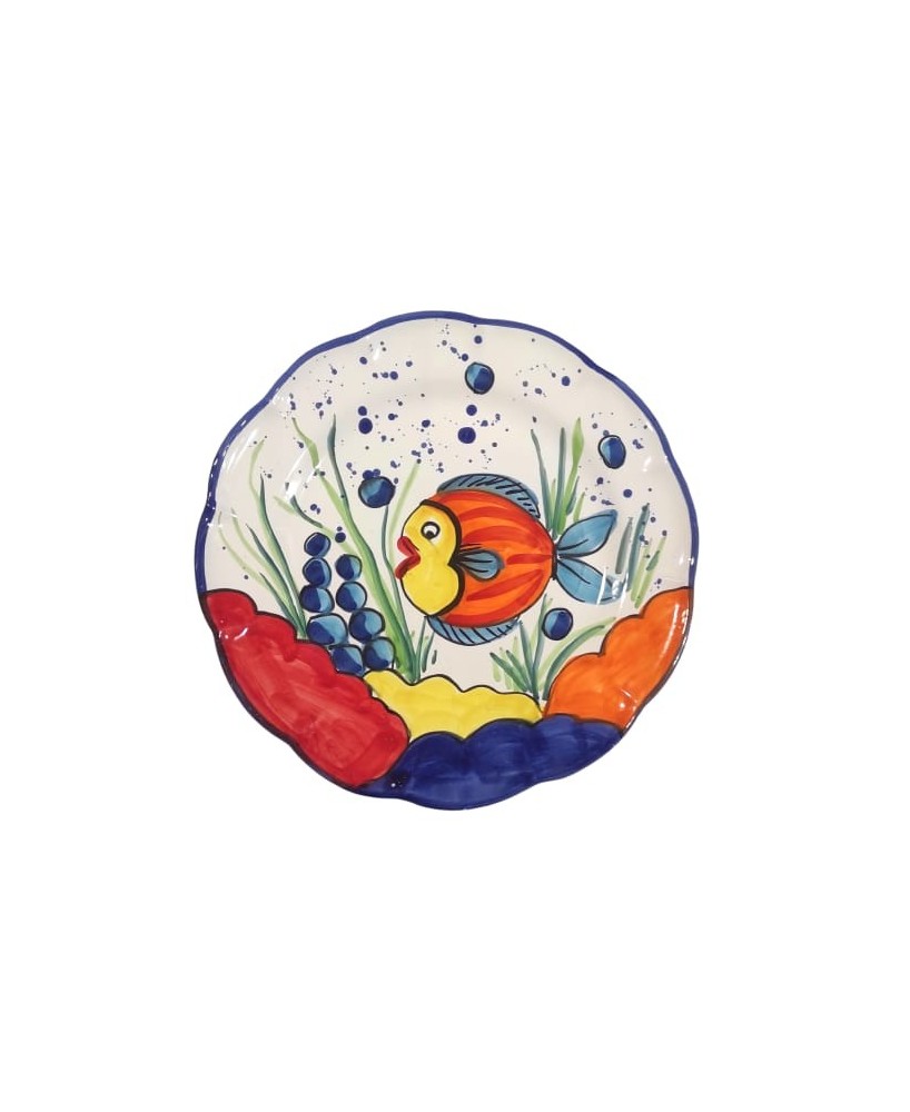 plates decorated with colored sea bottom
