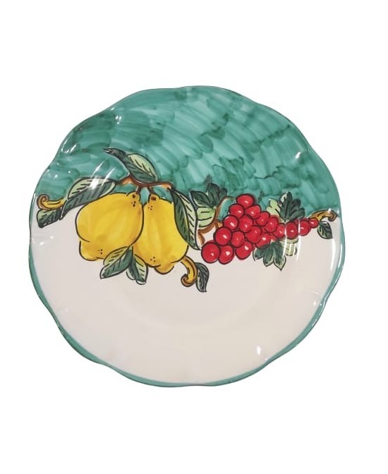 coplates decorated grapes and lemons