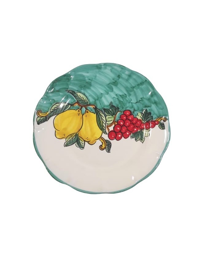 coplates decorated grapes and lemons