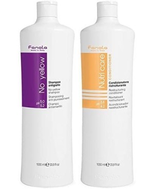 Shampoo Antigiallo + Condizionatore per Capelli Lisci-Ricci 2000 Ml Fanola