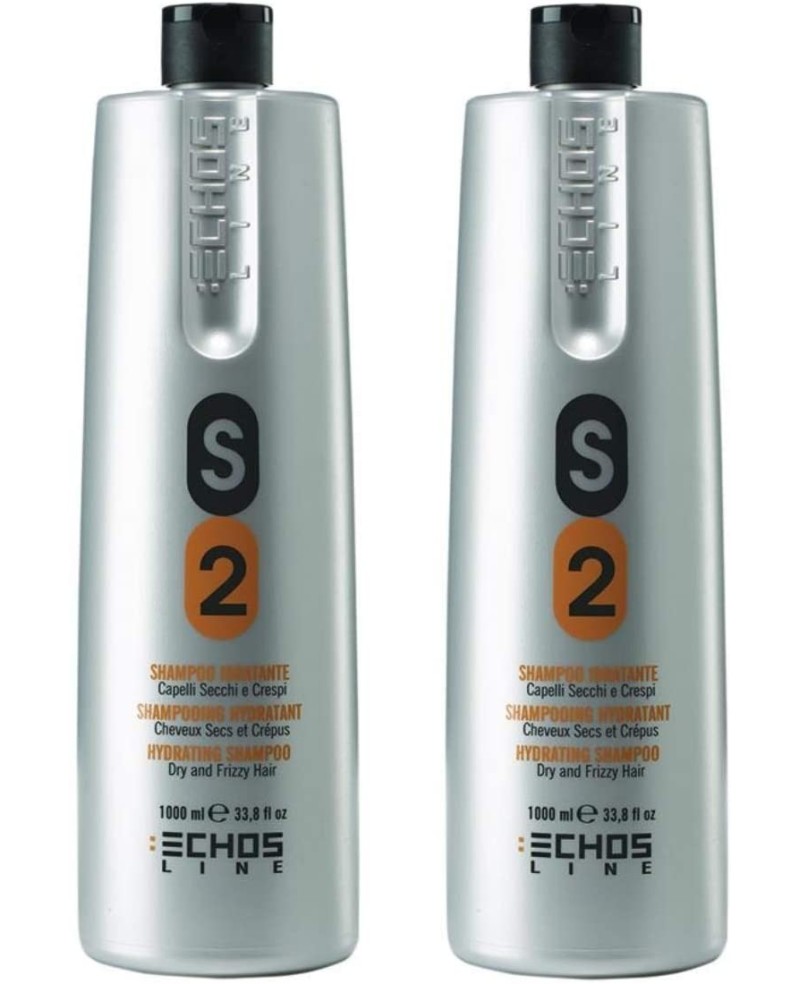 2X Shampoo S2 Idratante Capelli Secchi e Crespi - 1000 ml Echosline