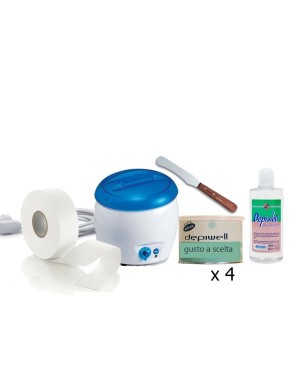 Depilazione corpo kit Scaldacera vaso+4 cere vaso depiwell+Rotolo epilazione+Olio dopocera+Spatola in legno