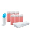 Body epilation - Kit wax heater for roller + epilating strips + 6PZ professional roller wax refill