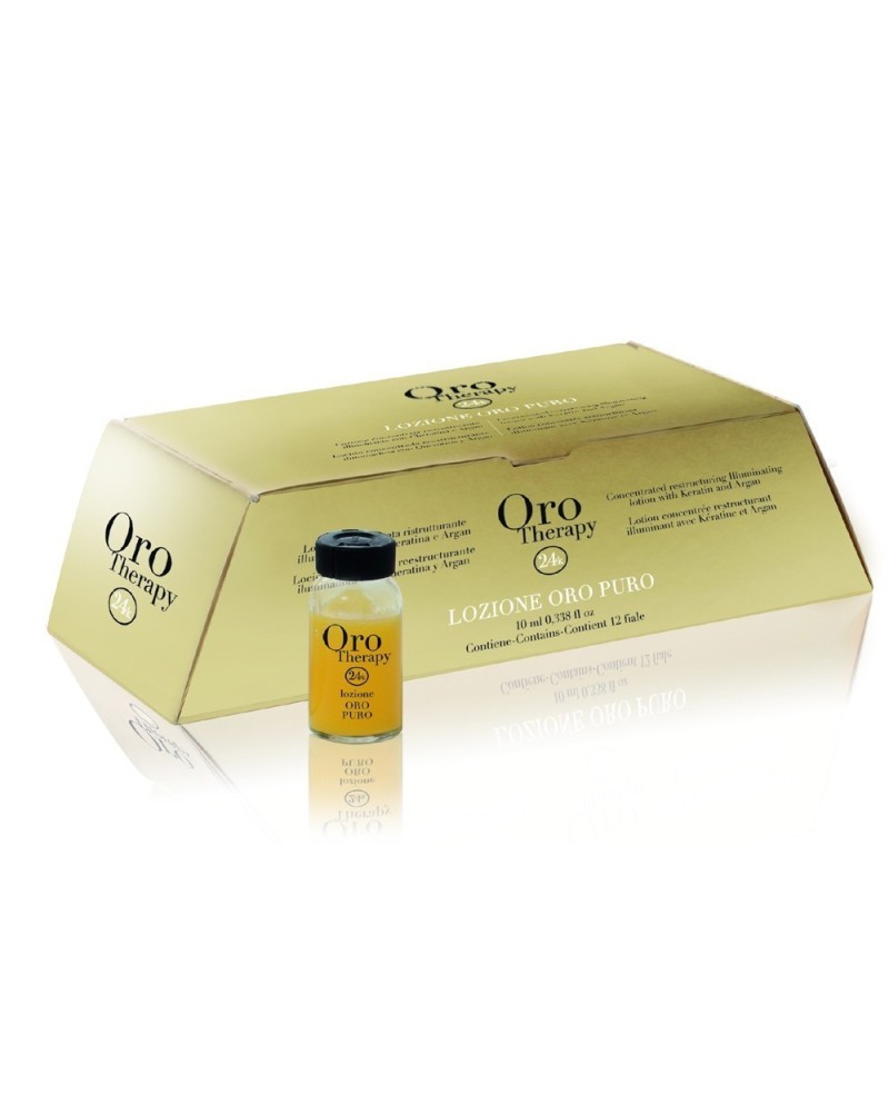 Lozione per Capelli Lisci-Ricci all'olio di Argan 12 Fiale da 10 ml Fanola Oro Therapy