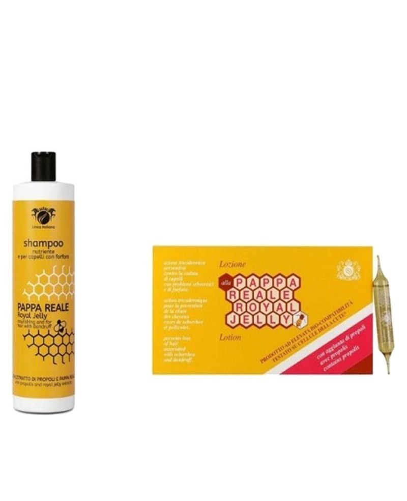 ANTI-HAIR LOSS AND ANTI-DANDRUFF KIT Royal Jelly Treatment Royal Jelly Shampoo 500 ml + Lotion (12 Vials of 10ml) - ROYAL JELLY