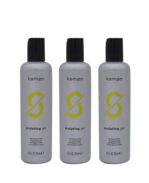 Kit da 3 Kemon - Sculpting Gel, Modellante per Capelli con Effetto Bagnato 250 ml