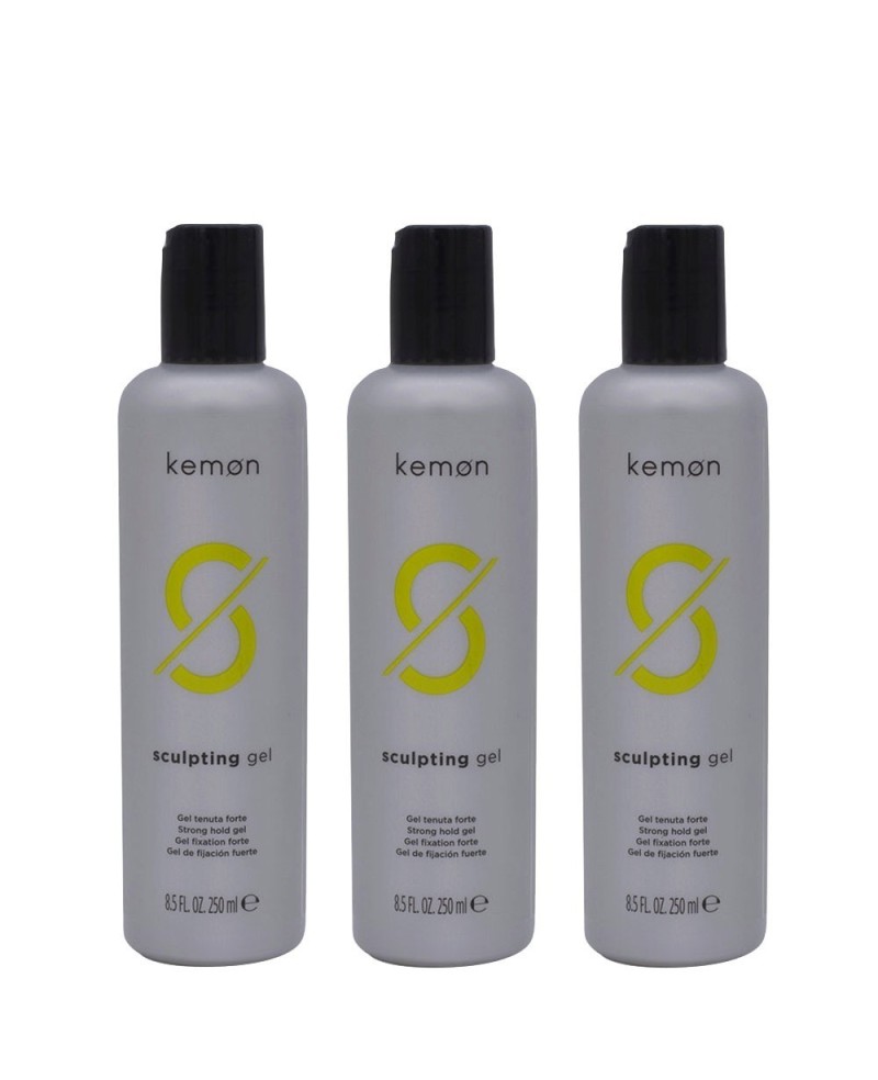 Kit da 3 Kemon - Sculpting Gel, Modellante per Capelli con Effetto Bagnato 250 ml