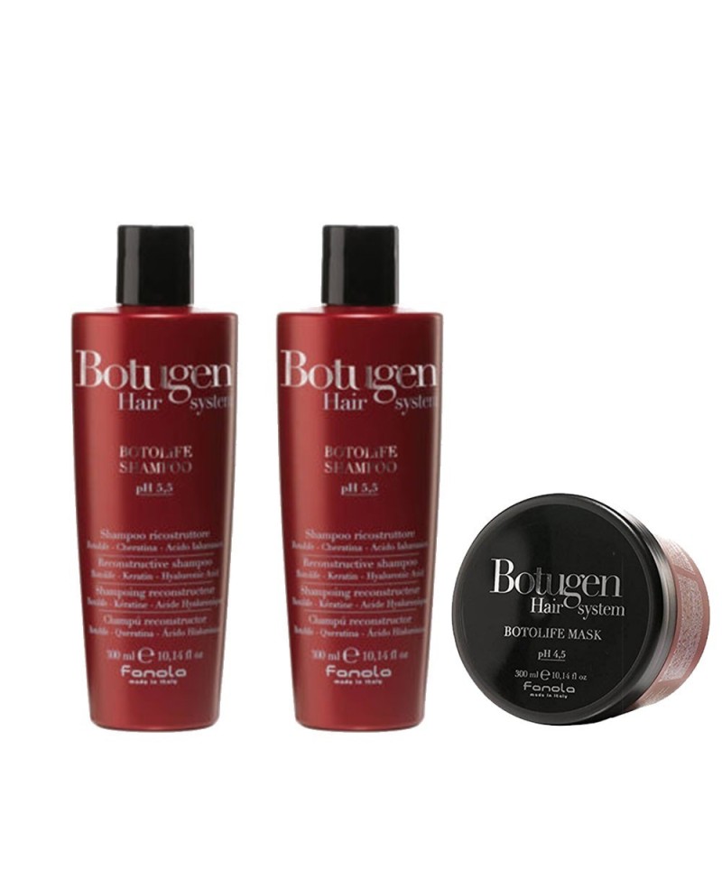 Kit Capelli Botugen Trattamento Ricostruttore Shampoo per Capelli Lisci-Ricci 2 pezzi da 300ml + Maschera 300ml Fanola