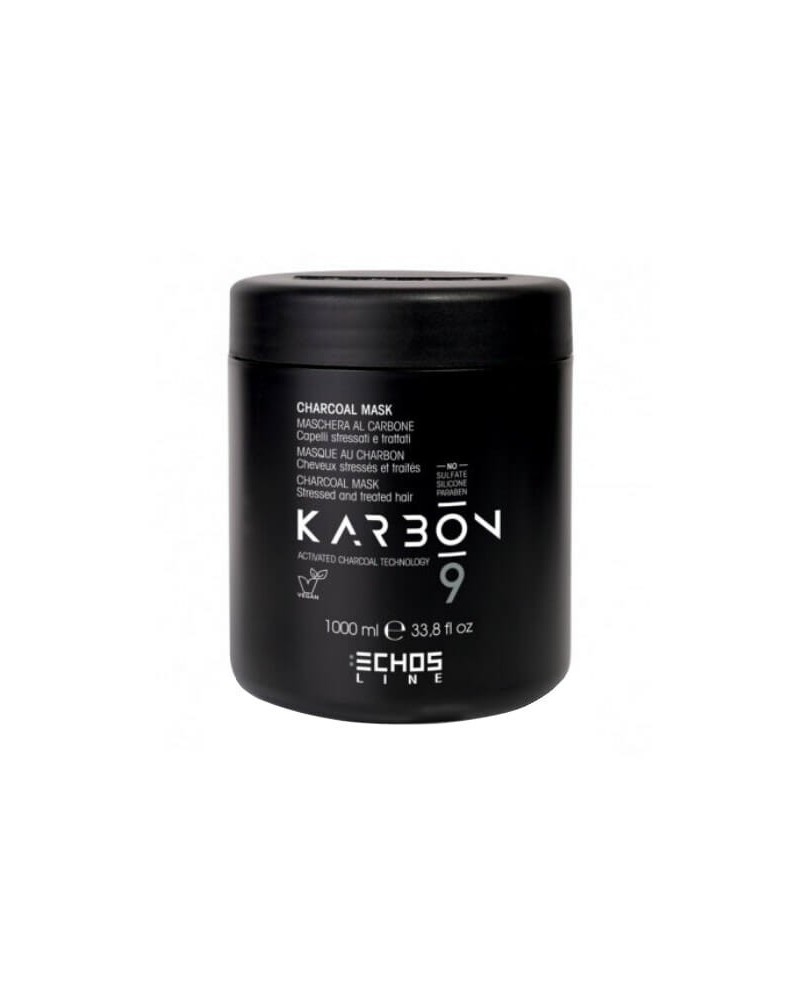 Maschera al Carbone per Capelli Liscio-Ricci Stressati e Trattati 1000ml Echosline Karbon 9