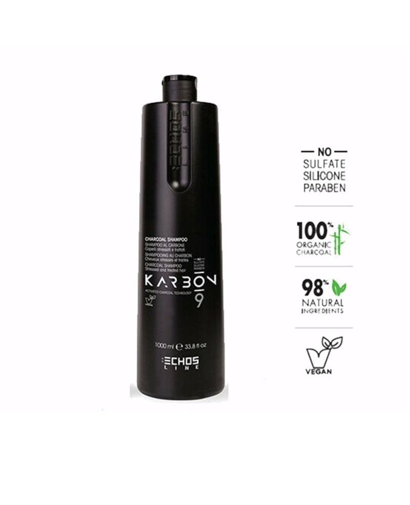 Karbon 9 - Shampoo al carbone per capelli stressati e trattati 1000ml Echosline