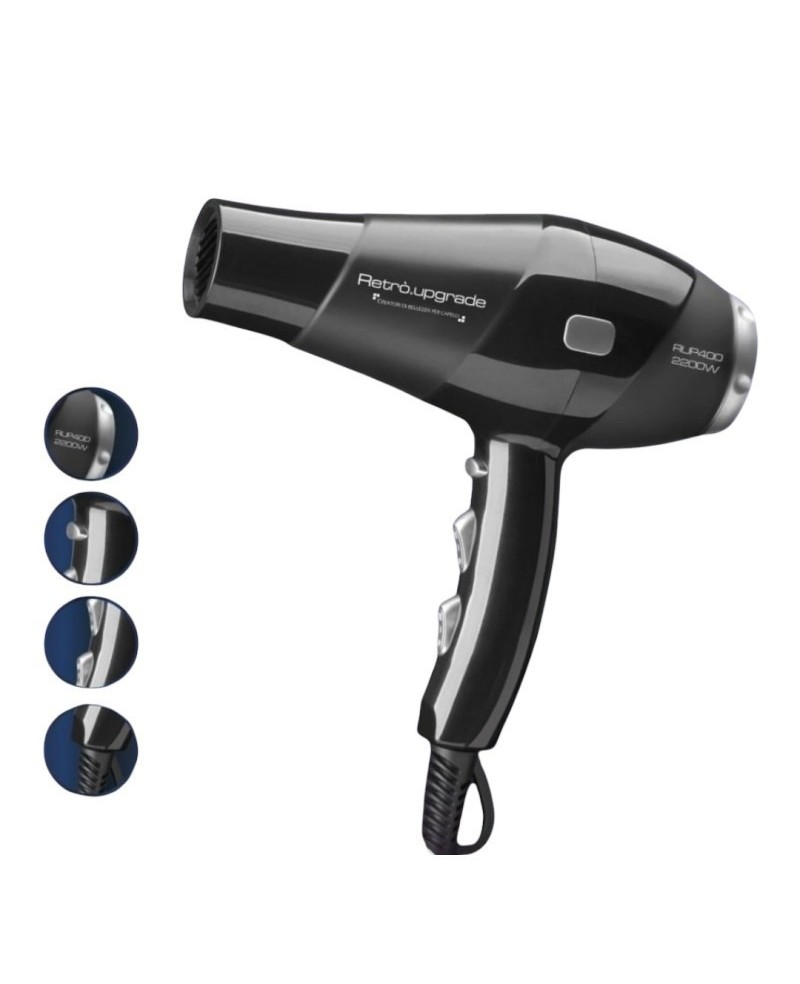 Rup-400 Professional Hair Dryer Black - Retro Upgrade