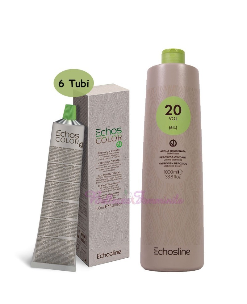 Kit of 6 Echosline hair colors + Echosline oxygen 1000 ml.