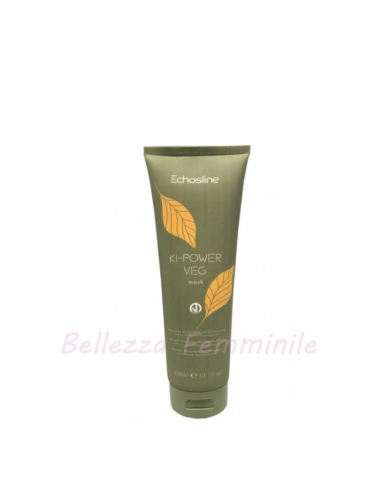 Echosline Ki Power Veg Maschera Sigillante Ricostruzione per Capelli Danneggiati 300ml