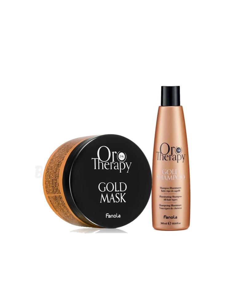 Fanola Professional Straight-Curly Hair Kit Shampoo 300 ml + Mask 300 ml Oro Therapy