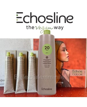 Tinta crema colore Capelli  100 ml  3x tubetto + ossigeno 20 vol da 1000 ml  Echosline senza PPD e Resorcina