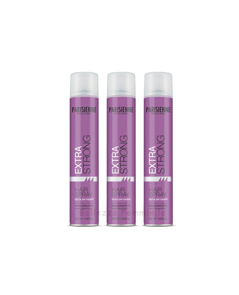 3X Parisienne Extra Strong Lacca Capelli Tenuta Extra Forte 500ml